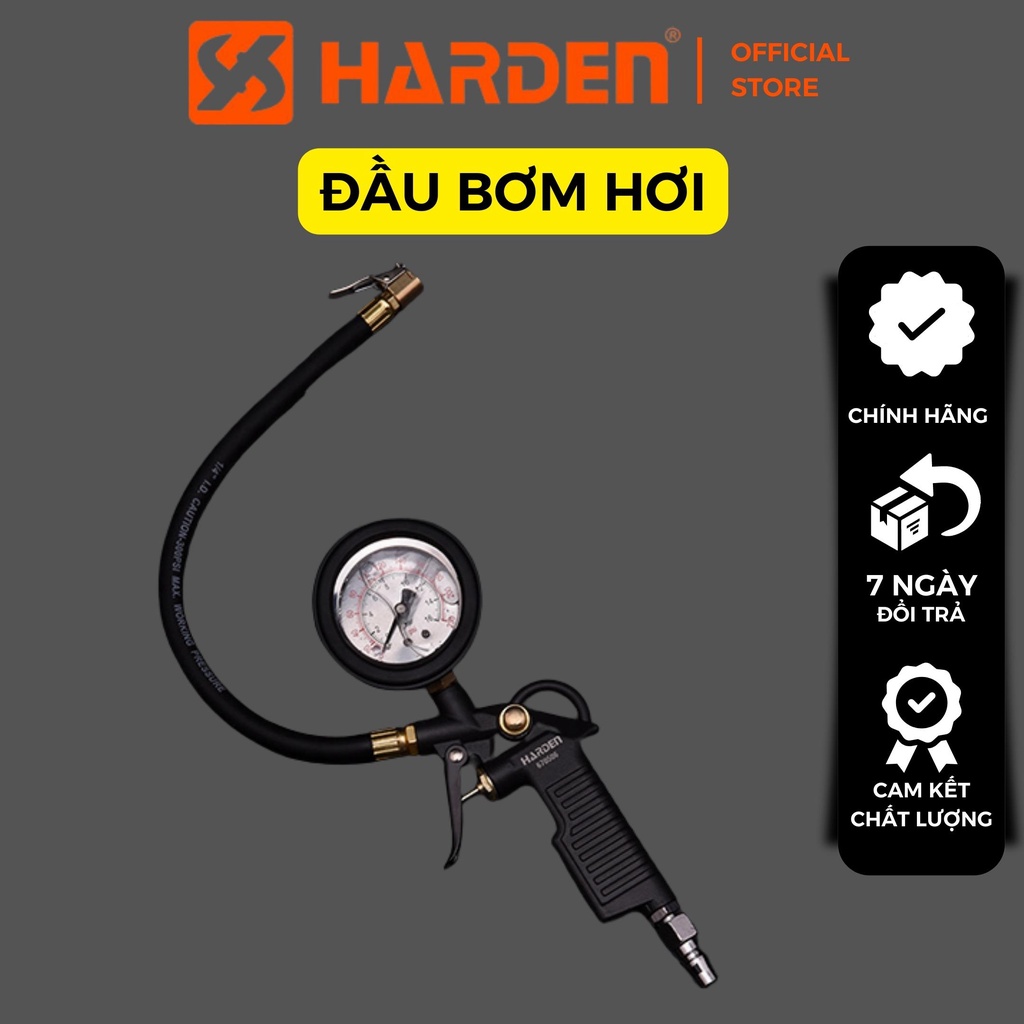 Đầu vòi bơm ô tô - xe máy - đồng hồ đo lốp xe HARDEN - Bảo Hành 2 năm