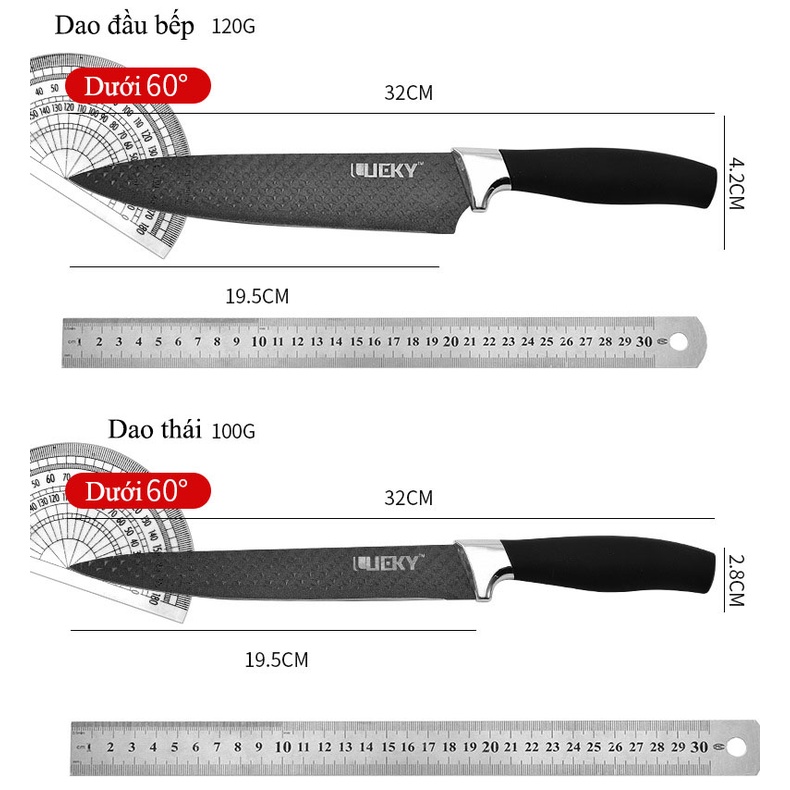 Bộ dao nhà bếp 6 món thiết kế đẹp chống dính không gỉ Lucky LK-011 thương hiệu Đức - Thỏ Hồng Kids