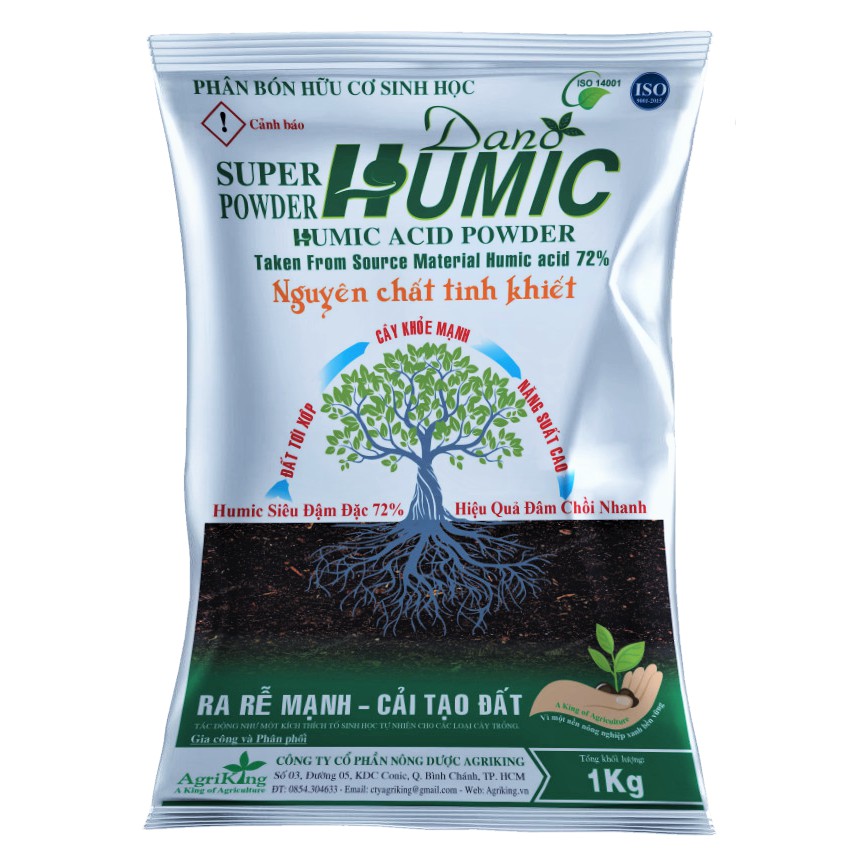 Phân bón lá hữu cơ Super Acid Humic 72% - dạng bột Gói 680001Kg