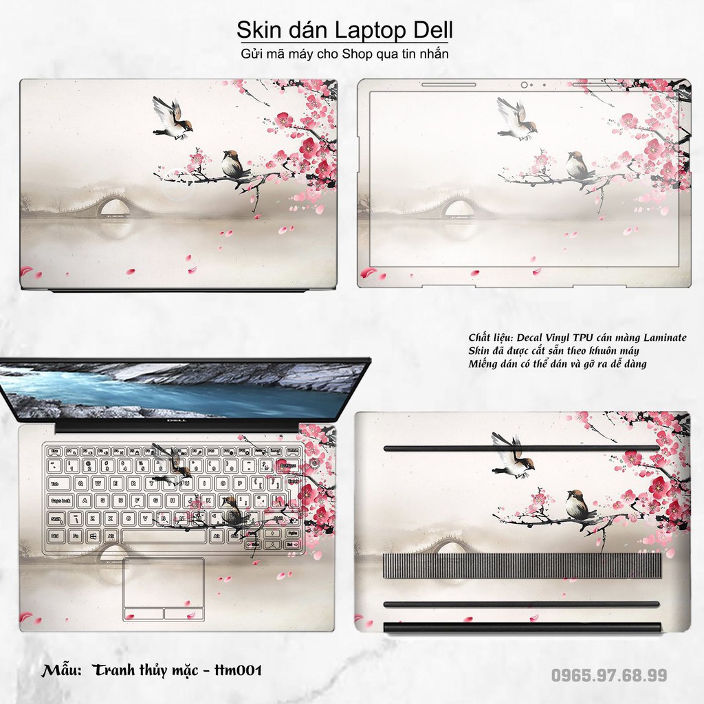 Skin dán Laptop Dell in hình Tranh thủy mặc (inbox mã máy cho Shop)