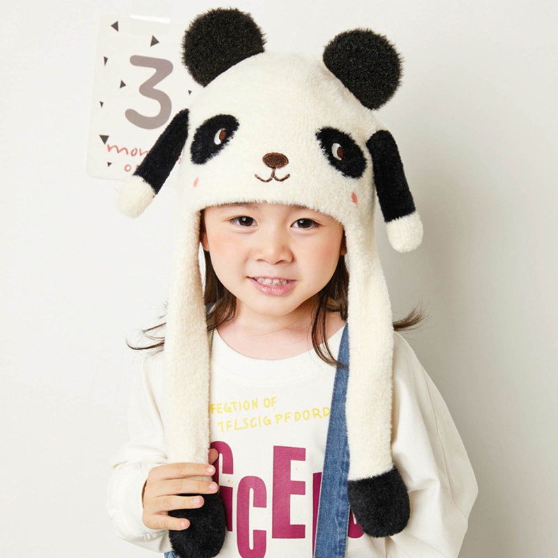 Mũ Beanie Mềm Phối Tai Thỏ Có Thể Chuyển Động Vui Nhộn Thời Trang Mùa Đông Cho Bé Gái