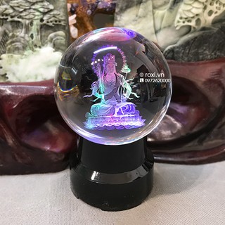 Quả cầu Pha Lê 3D Hư Không Tạng Bồ Tát - Tặng kèm đế LED