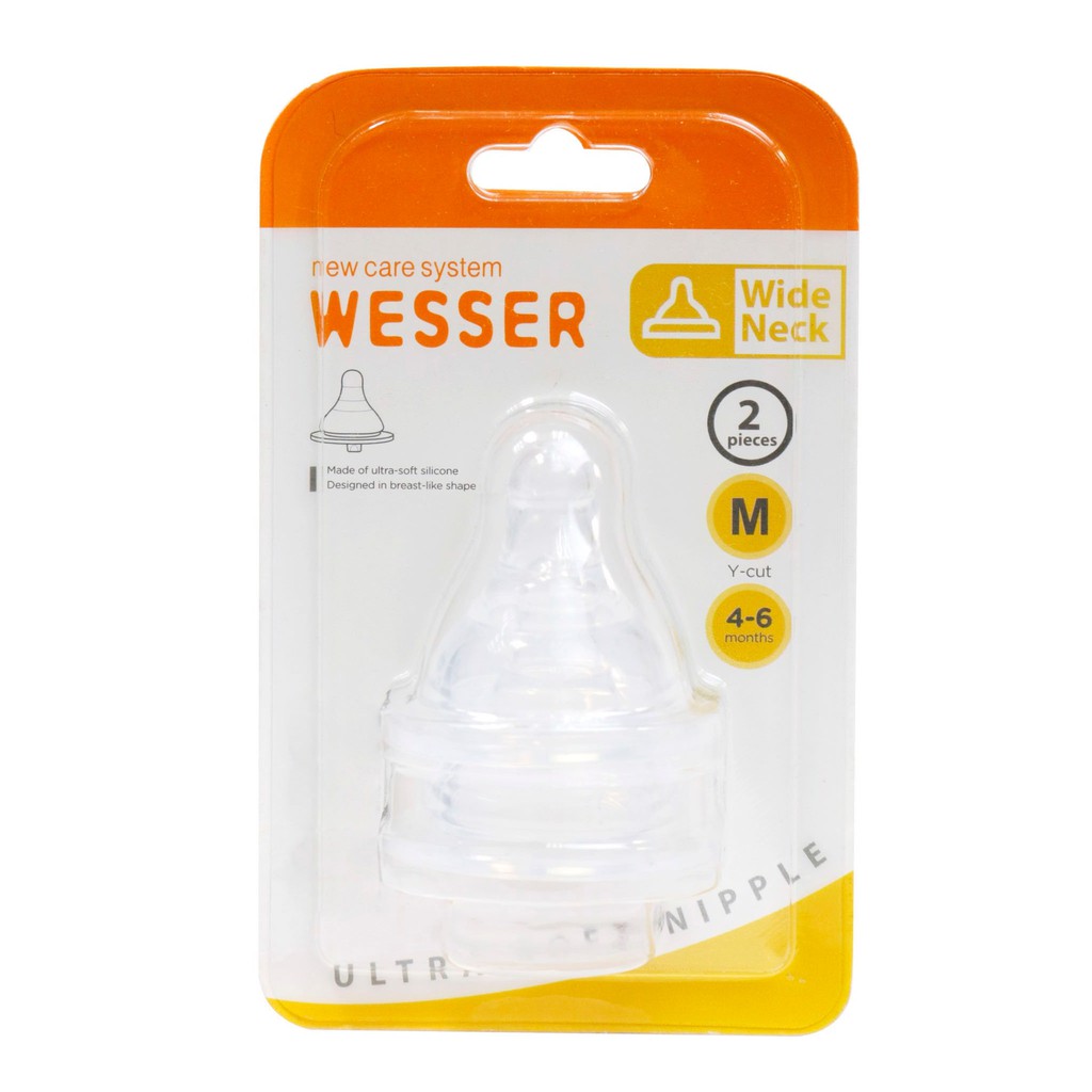 [CHÍNH HÃNG] Bộ Đôi Núm Vú Wesser Cổ Rộng Size M (Cho bé 4-6 tháng)