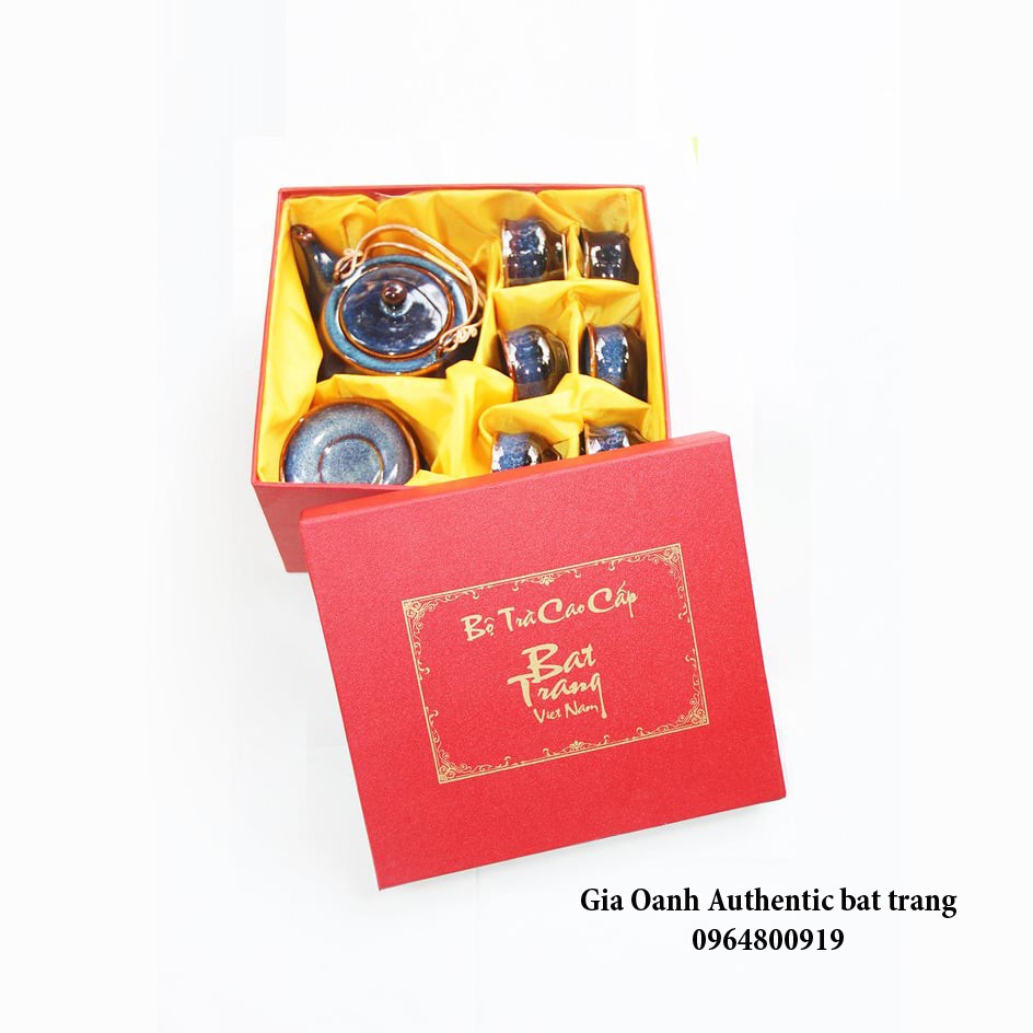 BỘ ẤM QUÀ TẶNG MEN XANH HỎA BIẾN ĐẲNG CẤP SẢN XUẤT TẠI XƯỞNG GỐM SỨ GIA OANH AUTHENTIC BAT TRANG