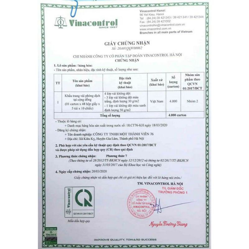 Sét 50 Khẩu trang Quốc Phòng 4 lớp, vải không dệt, tái sử dụng