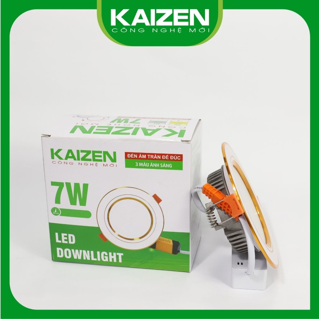 Đèn Led Âm Trần Downlight KAIZEN 7W Làm Từ Hợp Kim Nhôm Cao Cấp, Thiết Kế Hai Loại Đế Viền Đổi Màu