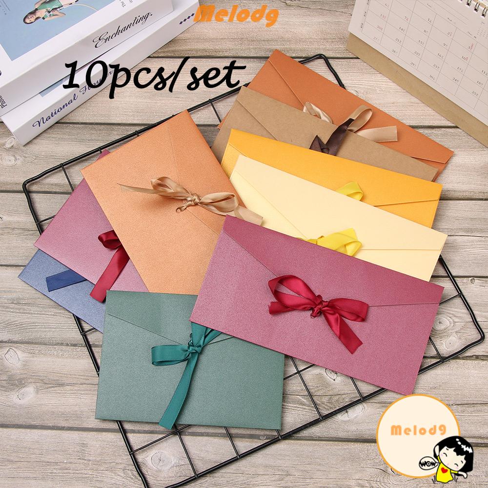 MELODG 10 Pcs/ Set Wedding Invited Multicolor Retro Creative Bow Envelope