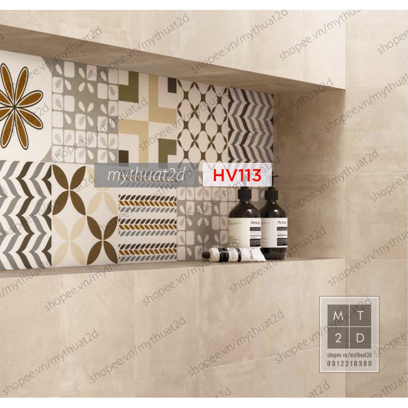 [Mã LIFEHLDEC giảm 10% đơn 99k] Sét 40 ô Decal gạch bông_WINTER GARDEN_kt 20x20/ô_HV113 | BigBuy360 - bigbuy360.vn