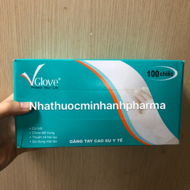 Găng tay Y Tế  ( có bột )Vglove 100 chiếc / Hộp