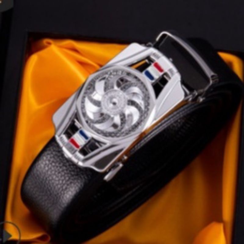 Thắt Lưng Nam Da Cao Cấp, Mặt Khóa Xoay 360, Khóa Tự Động Mạ Vang, Đen, Bạc Sang Trọng TL235