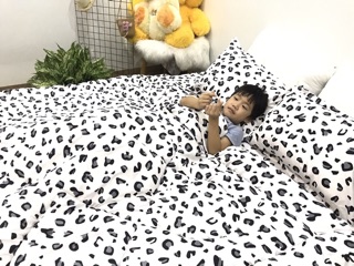Bộ chăn ga gối poly cotton da báo