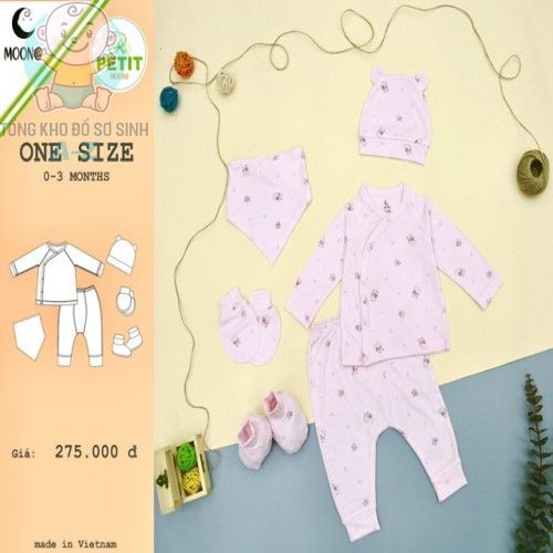 (Tuyển sỉ) Set quà tặng MOON được làm từ vải Petit cho bé sơ sinh 0-3M