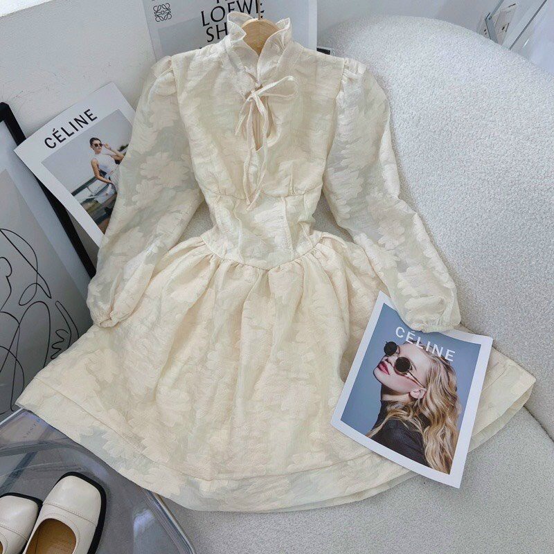 Đầm dạo phố tay hồng ren hoa xinh xắn Zuzu Dress