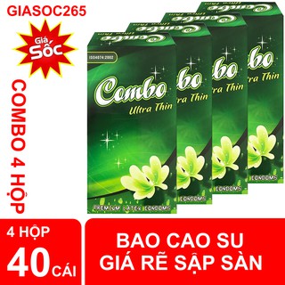 Bộ 4 hộp, bao cao su Combo, siêu mỏng, hộp 10 cái