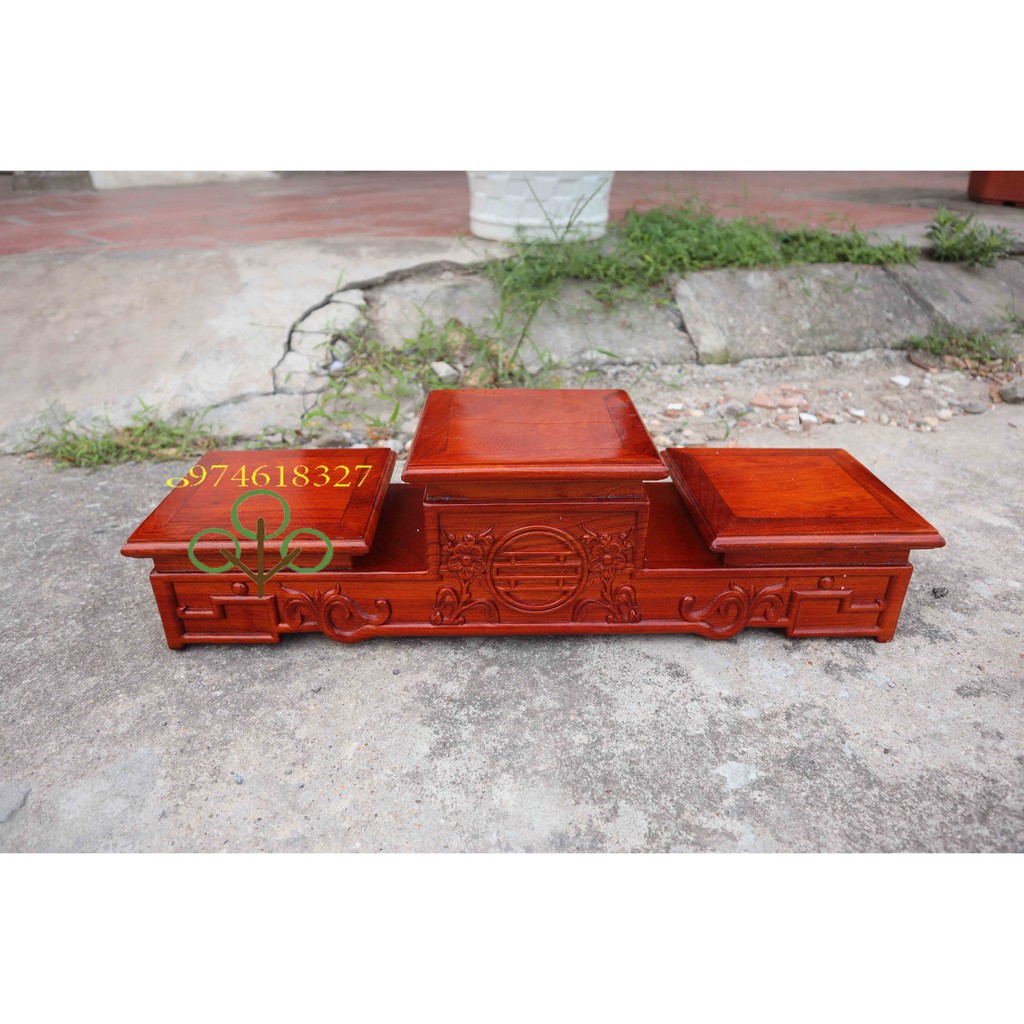 Bục tam sơn gỗ hương đế tam cấp kê bát hương rát vàng