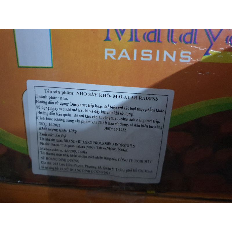 Nho nâu Ấn Độ THÙNG 10KG date MỚI