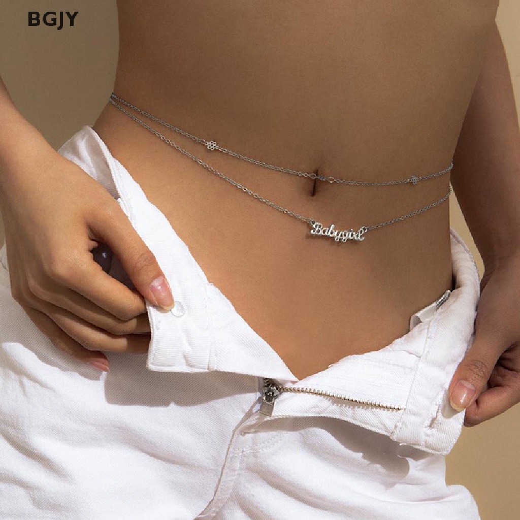 BGJY Double Layer Letters Pendants Women Waist Chain Belt Belly Bikini Beach Body NEW