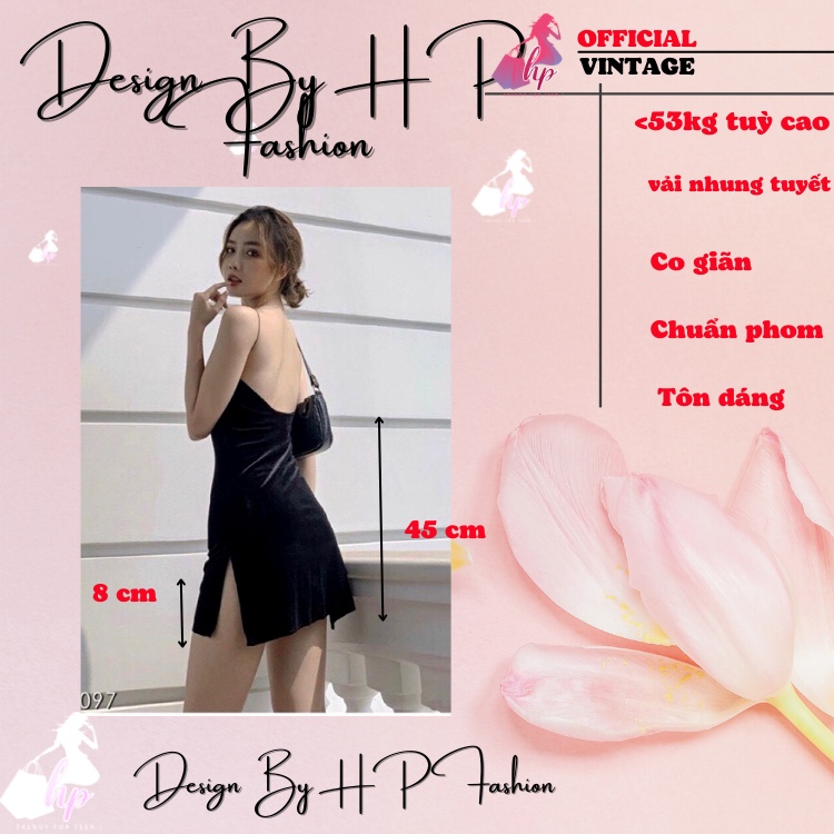 Váy đầm nữ 2 dây ôm body cực sang chảnh nhung mềm mịn hở lưng có mút ngực xẻ tà ngắn- VD06.