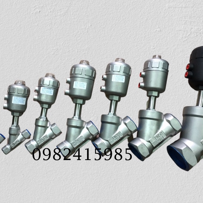VAN XIÊN DN25  bầu INOX #Van xiên điều khiển khí nén ,Van chư Y