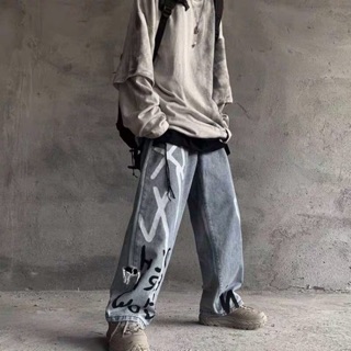 [ORDER+ẢNH THẬT] Quần bò jean ống rộng sơn chữ nghệ thuật unisex Hiphop Ulzzang siêu chất ❤️