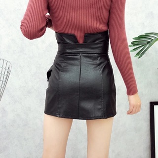 Chân váy da kèm đai quảng châu ( kèm ảnh thật )