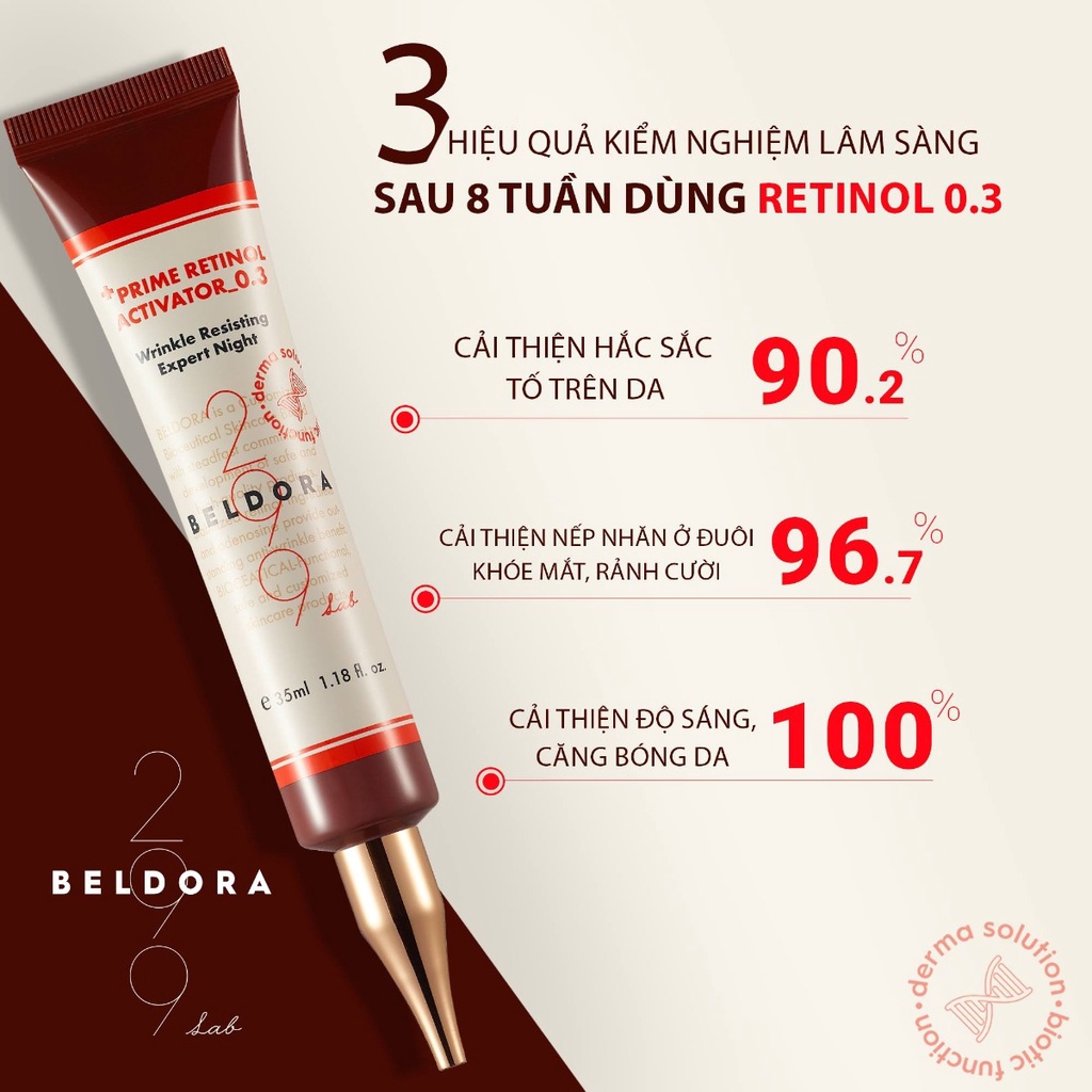 Kem Dưỡng Retinol Trẻ Hóa Da, Ngăn Ngừa Nếp Nhăn Dành Cho Da Nhạy Cảm Beldora 299 Prime Retinol Activator 0.3 35ml