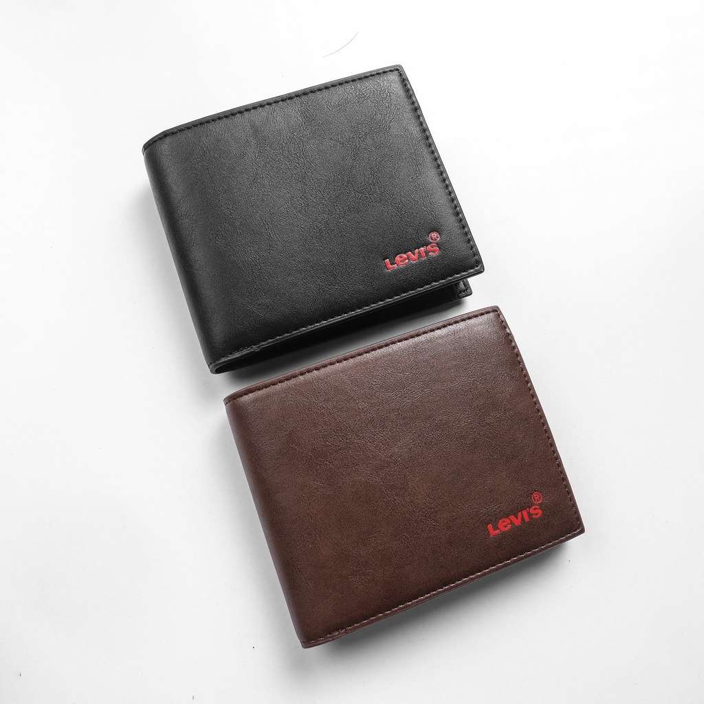 Set 𝙇𝙚𝙫𝙞𝙨 Ví  Da Bò 𝙇𝙚𝙫𝙞'𝙨 Logo Đỏ + Móc khóa Da dây trơn 2 Màu Nâu Và Đen Hàng FullBox Túi Giấy Quà Tặng Cực Sang