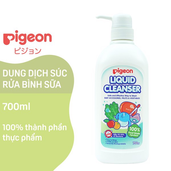 Nước rửa bình sữa, Dung Dịch Súc Rửa Bình Sữa &amp; Phụ Kiện Pigeon 200ml 450Ml/500ml, 700ml