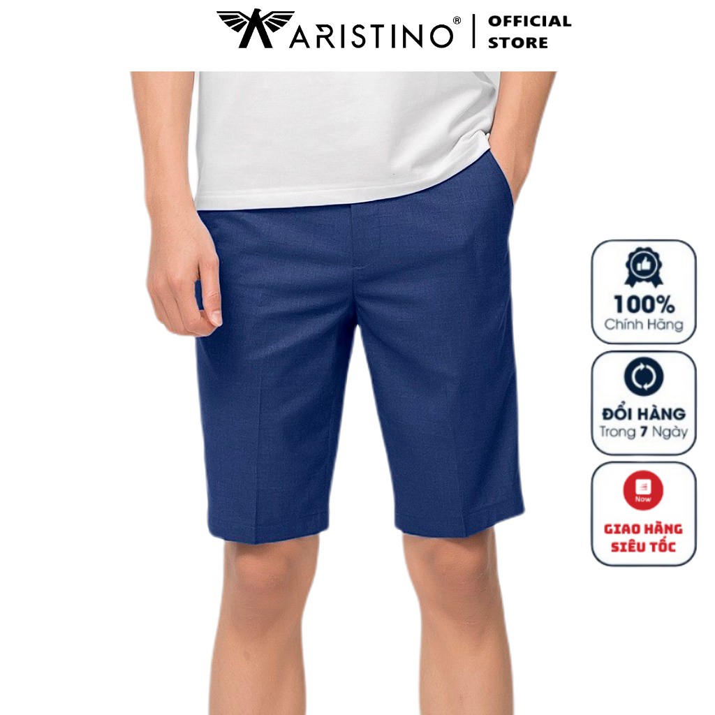 Quần Short Nam Aristino ASO008S9 Quần Short Âu Màu Xanh Tím Than Dáng Slim Fit