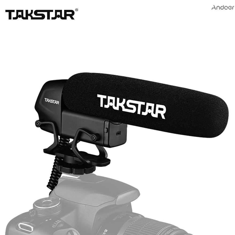 Bộ microphone phỏng vấn siêu âm 3 cấp độ TAKSTAR SGC-600 có giắc cắm 3.5mm và giá đỡ kèm kính chắn gió cho SDLR