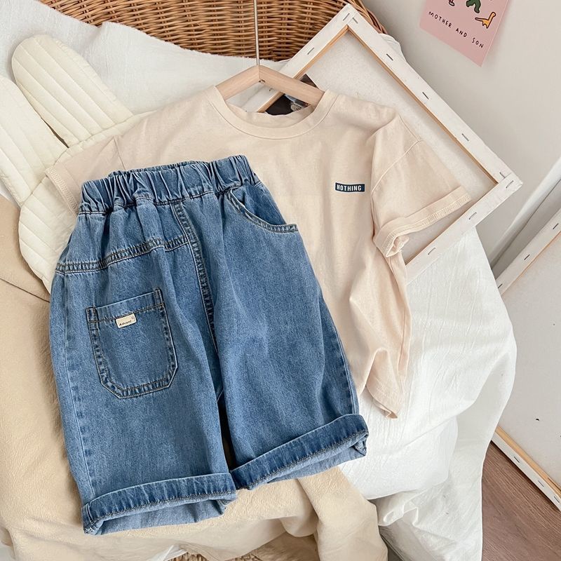 Quần Short Jeans Mỏng Thời Trang Mùa Hè Phong Cách Hàn Quốc Cho Bé Trai