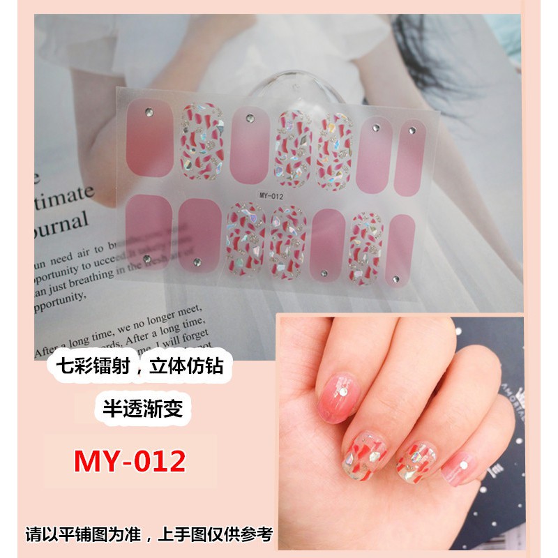 [Hàng mới về] Nhãn dán trang trí móng tay MY012-031 đính đá/ngọc trai giả 3d màu gradient quyến rũ sành điệu