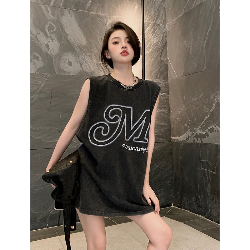 Áo Thun Sát Nách In Chữ Kiểu Hồng Kông Thời Trang Mùa Hè Cho Nữ