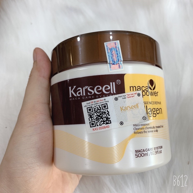 Kem ủ tóc phục hồi siêu mềm mượt Collagen Karseell Maca – 500 ml (Hũ) (Hàng chính hãng)