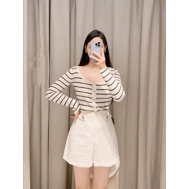 CÓ SẴN -ÁO LEN CADIGAN ZARA AUTH ĐEN / KẺ S M