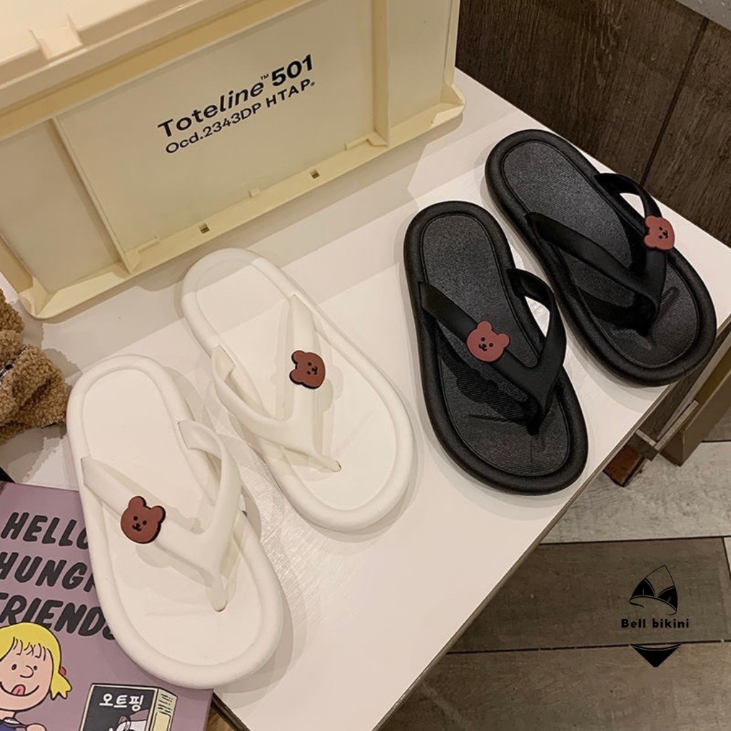 Dép Xỏ Ngón Nữ Hình Gấu Nhiều Màu Thời Trang Hàn Quốc - Dép Tông Đi Biển Kẹp Ngón Nữ Cute Dễ Thương - Bellbikini - D013