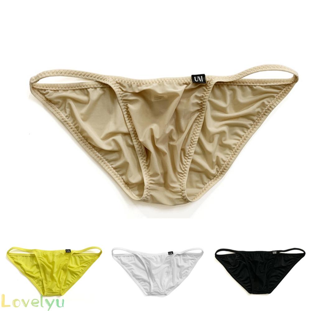 【Ready Stock】Men Translucent Thong Underwear Low-Waist Sexy Pouch Briefs Soft Underwear Nylon@New