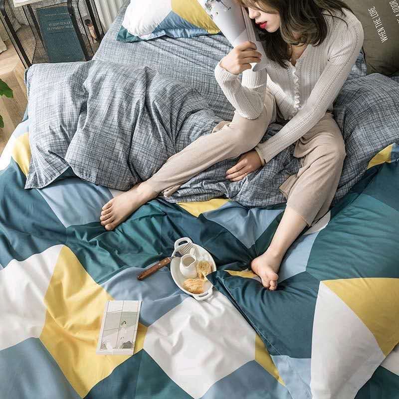 Bộ chăn ga gối cotton poly Sóng Tam Giác