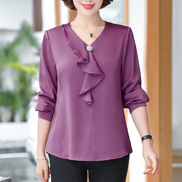 GOTI - ÁO TRUNG NIÊN U50-60 BIGSIZE KIỂU ÁO QUÝ BÀ , ÁO KIỂU GIẤU BỤNG NÚT CỔ TRÒN 3A02 3A06 3A05