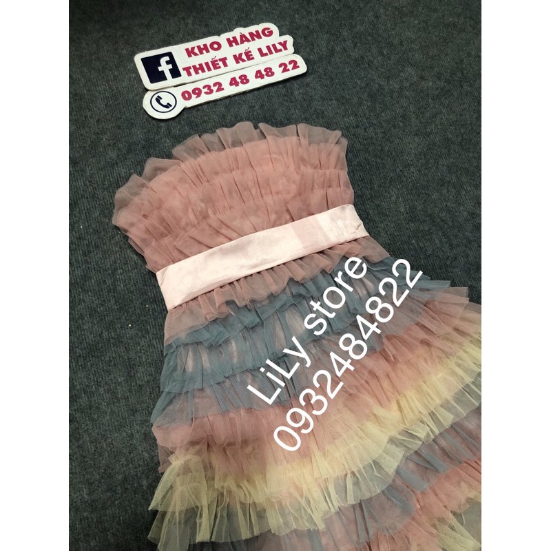 đầm tầng đuôi tôm phối màu ( ảnh và video thật 10000%)