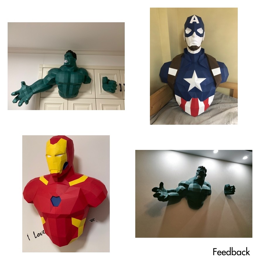 Mô hình 3d giấy nhân vật Avenger tự lắp ghép treo tường