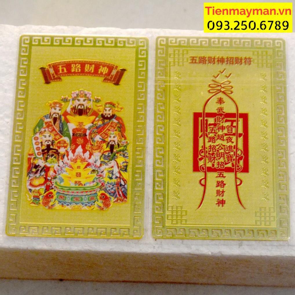 Kim bài Ngũ Lộ Thần Tài cầu tài lộc,may mắn,bình an-Mạ vàng[Bằng kim loại]