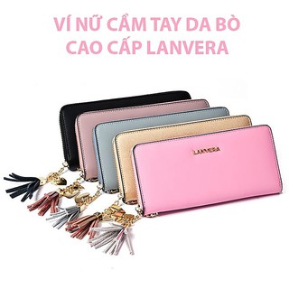 VÍ NỮ CẦM TAY DA BÒ CAO CẤP LANVERA HÀNG NHẬP KHẨU CHÍNH HÃNG