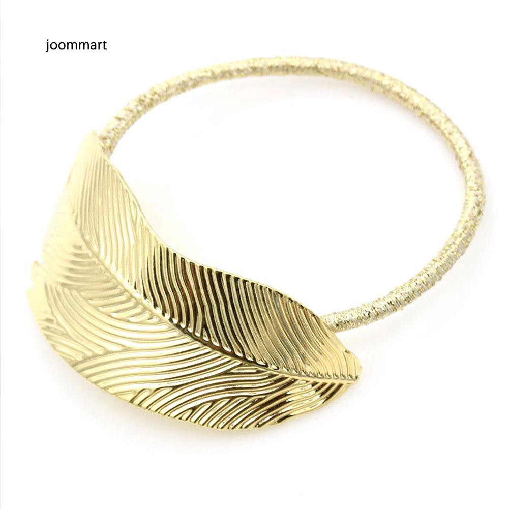 Dây Cột Tóc Đuôi Ngựa Co Giãn Hình Chiếc Lá Bằng Hợp Kim Trơn Mịn Cho Nữ