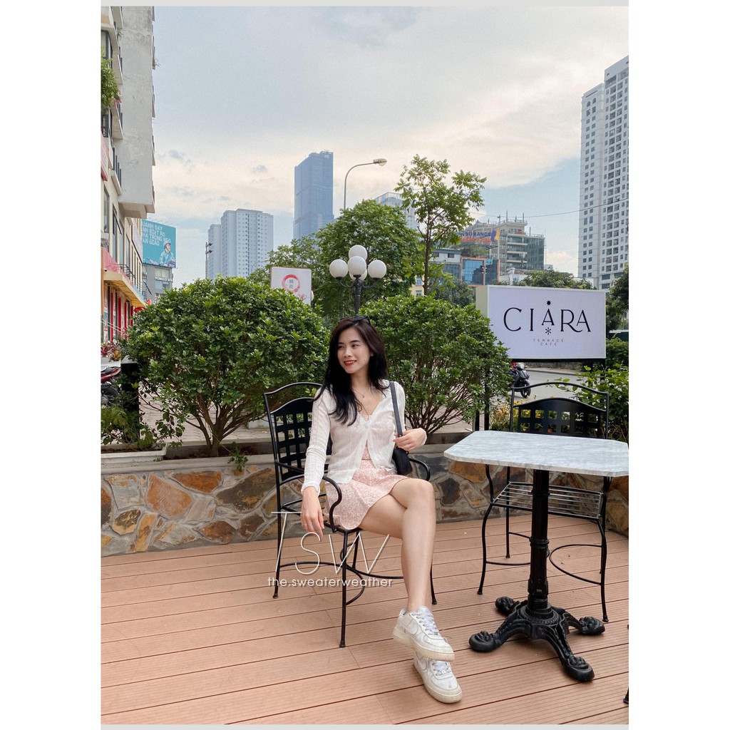Set cardigan mỏng kèm váy 2 dây mini hoa nhí (Ảnh thật) | BigBuy360 - bigbuy360.vn