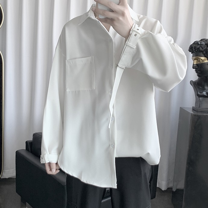 Áo sơ mi đen trắng thiết kế cổ tay độc lạ