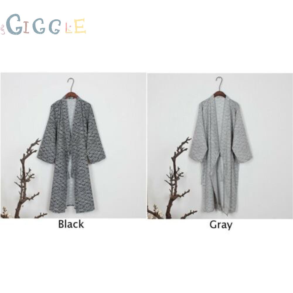 Men Summer Pajamas Pure Cotton Japanese Classic Bathrobe Kimono Yukata Traditional Gown Nightwear Robe