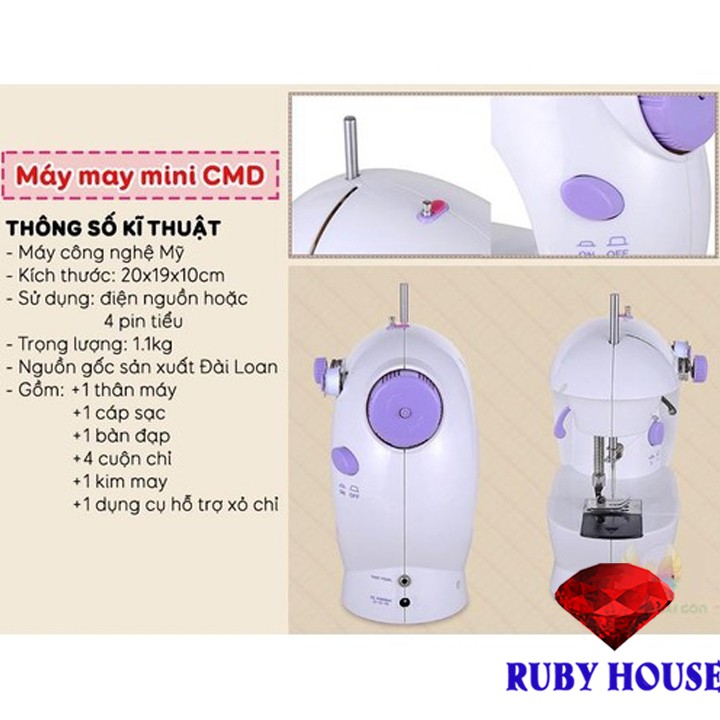 Máy khâu mini gia đình HÀNG CHUẨN, DỄ SỬ DỤNG, Máy may gia đình nhỏ gọn tiện lơi - Ruby House