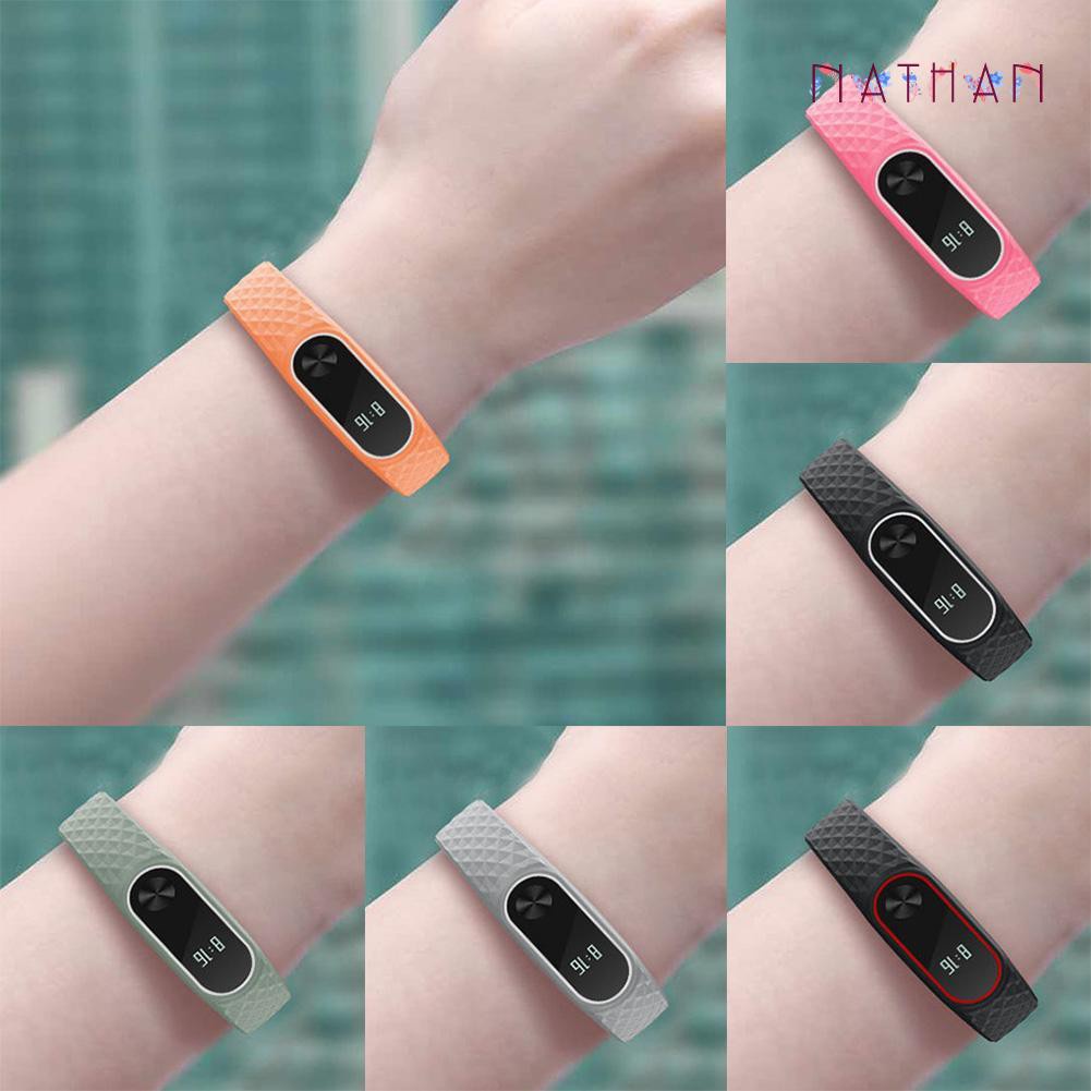 Dây Đeo Thay Thế Chất Liệu Silicon Màu Trơn Cho Xiaomi Mi Band 2