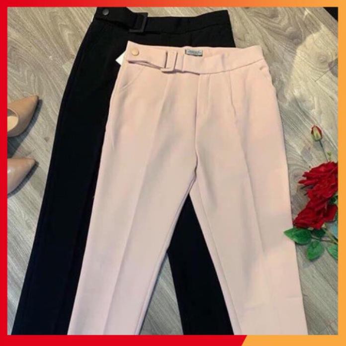 Quần baggy nữ ⚡️𝗙𝗥𝗘𝗘𝗦𝗛𝗜𝗣 ⚡️ Quần ống suông công sở thiết kế đai vuông có cúc bấm tạo điểm nhấn c